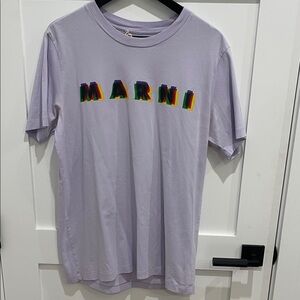 Marni Pastel Purple Tee with Multicolor Logo